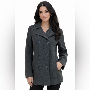 Vtg Y2K American Eagle Peacoat Gray Wool Blend Double Breasted Jacket M